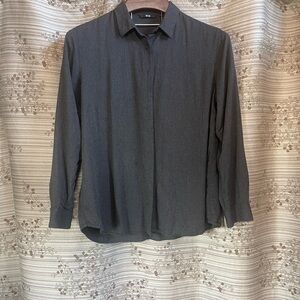 Charcoal Gray Everything Button Down Shirt Blouse